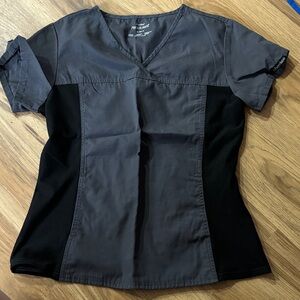 Cherokee Charcoal and Black Short Sleeve scrub top